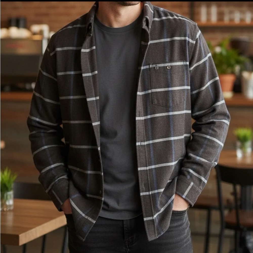 Ben Sherman Brown Gray Blue White Plaid Button Long Sleeved Shirt M NWT MSRP $99
